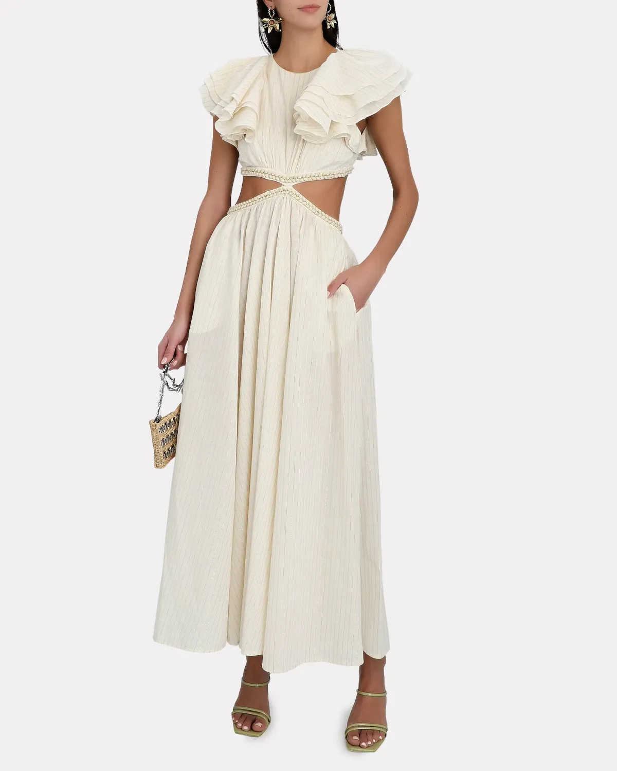 Zimmermann Anneke Cut Out Ruffle Dress Ivory Size 0 / AU 8 - Image 1