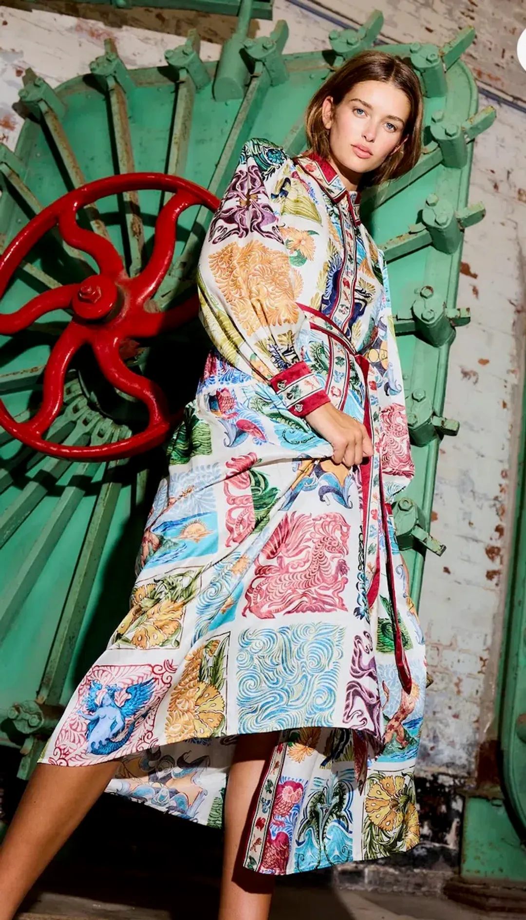 Antipodean Label Wond-a-land Midi Shirt Dress Multi Size 10 for rent on The Volte - main image