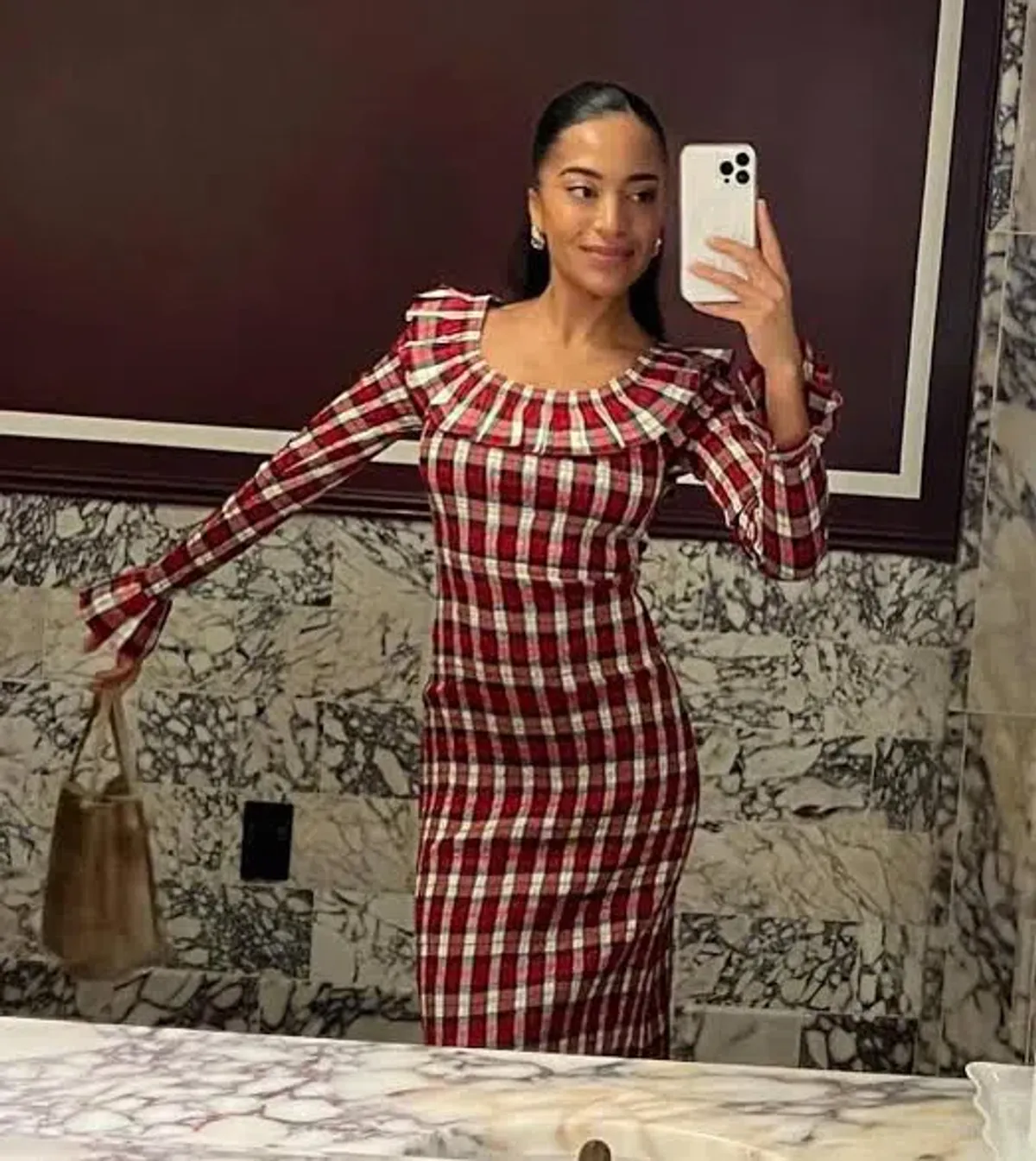 Doen Rosabelle Tartan Long Sleeve Dress Print Size 10 - Image 2