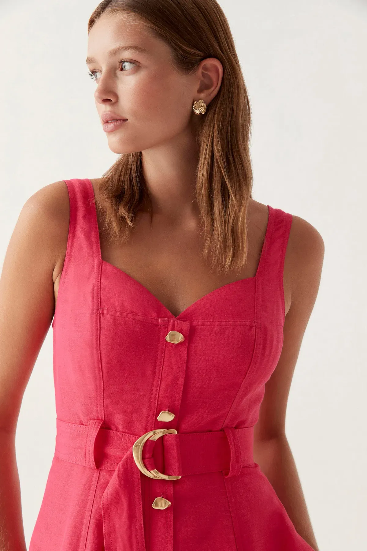 Aje Clay Belted Midi Dress Bougainvillea Red Size 8 - Image 2