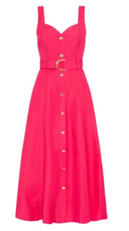 Aje Clay Belted Midi Dress Bougainvillea Red Size 8 for rent on The Volte - image 3