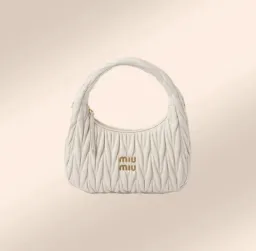 Miu Miu Wander Matelassé Nappa Leather Hobo White for rent on The Volte - image 1