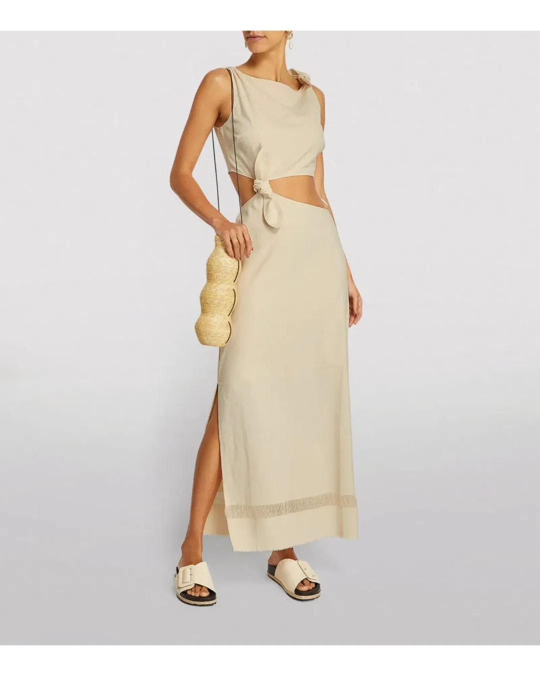 Sir The Label Marne Knot Dress Beige Size AU 6 for rent on The Volte - main image
