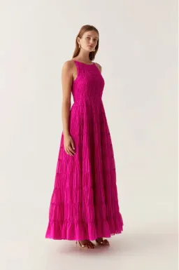 Aje Rosewood Ruched Maxi Dress Magenta Size AU 14 for rent on The Volte - image 4