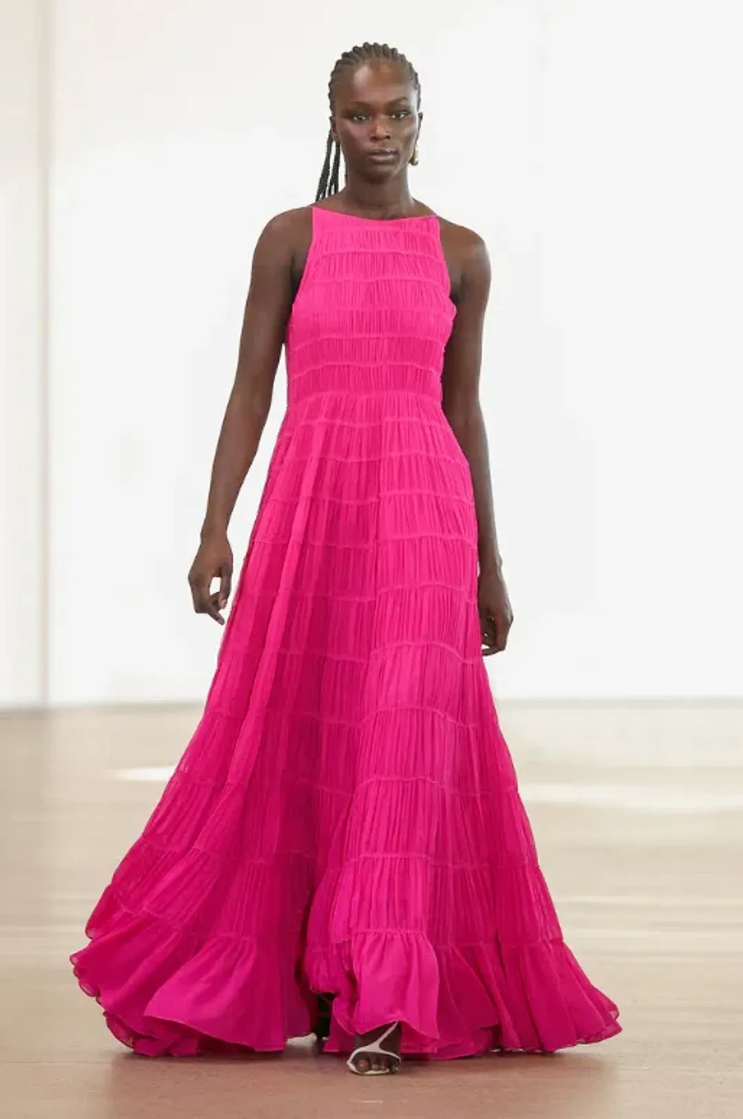 Aje Rosewood Ruched Maxi Dress Magenta Size AU 14 for rent on The Volte - main image