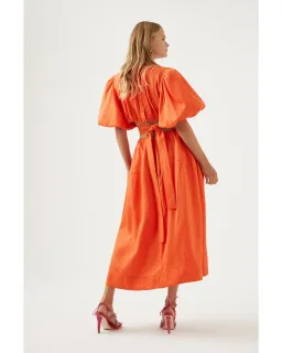 Aje Cosette Tie Back Midi Dress Orange Size AU 12 for rent on The Volte - image 3