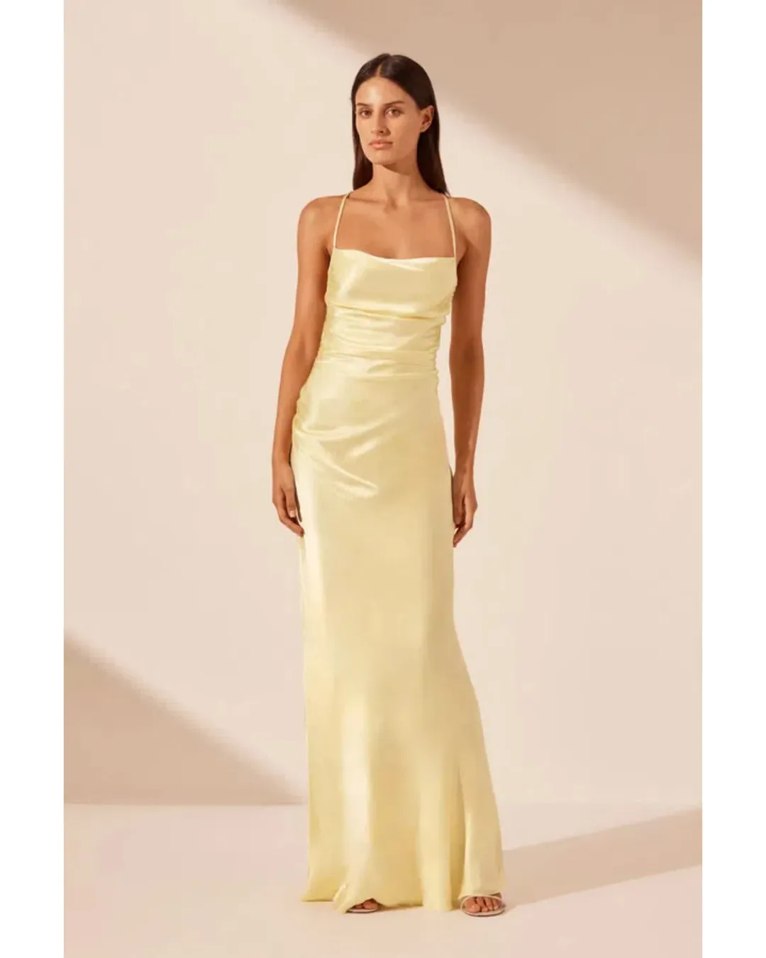 Shona Joy La Lune Lace Back Maxi Dress Yellow Size XXS / AU 4 for rent on The Volte - main image