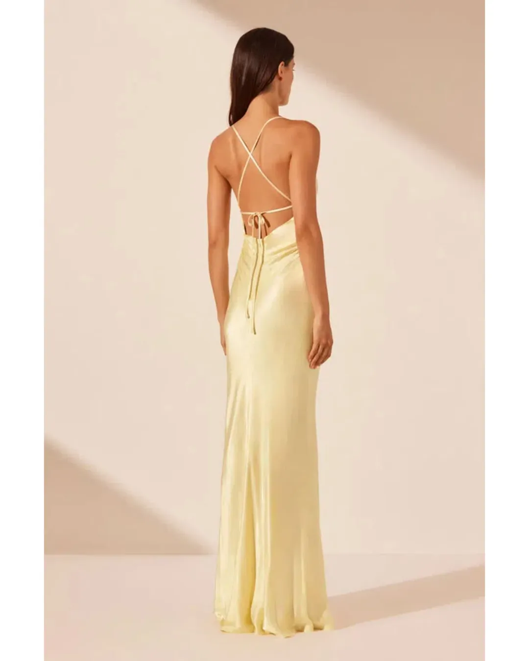 Shona Joy La Lune Lace Back Maxi Dress Yellow Size XXS / AU 4 for rent on The Volte - main image