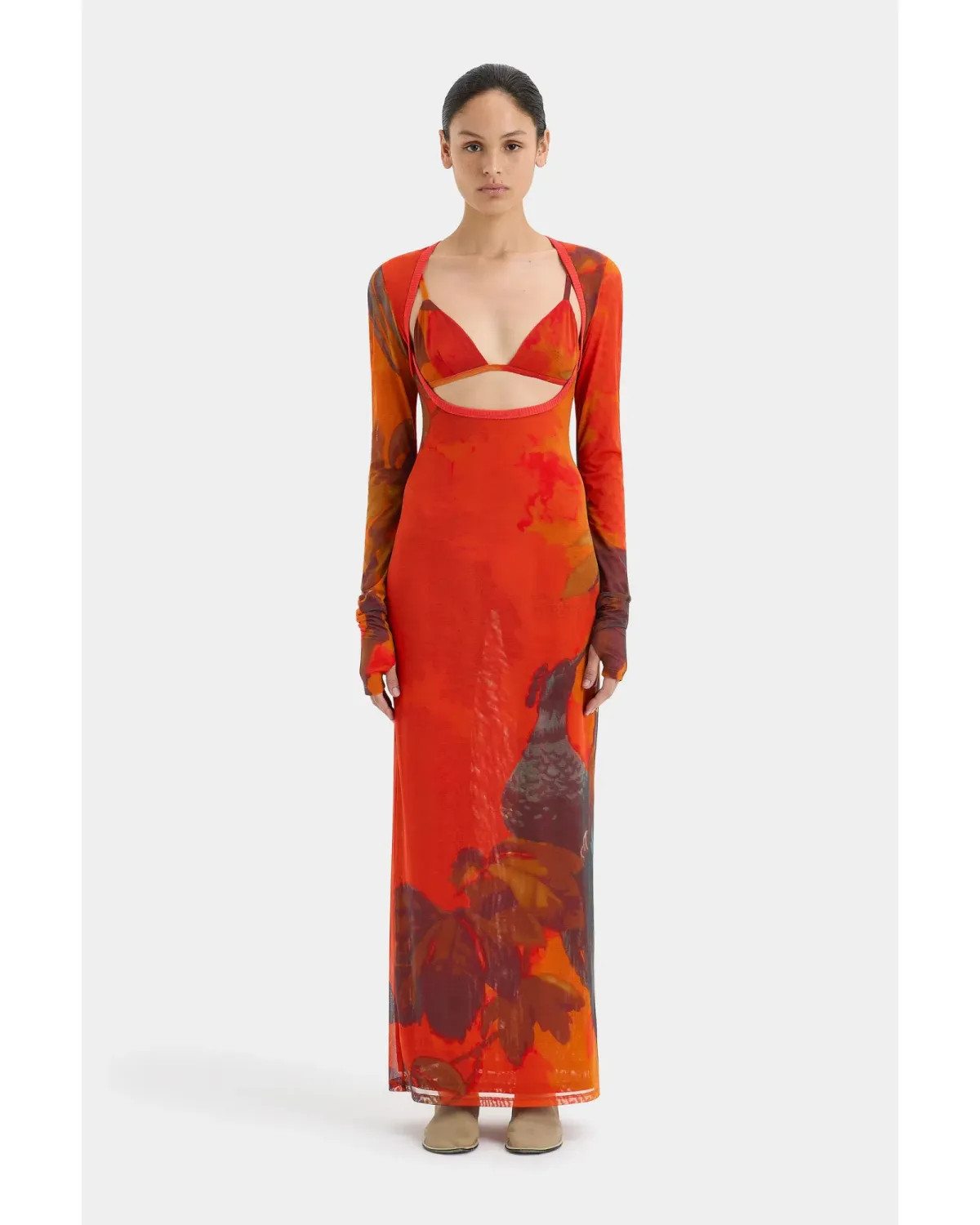 Sir The Label Libertine Cut Out Midi Dress Wren Print Size 0 / AU 6 - Image 4