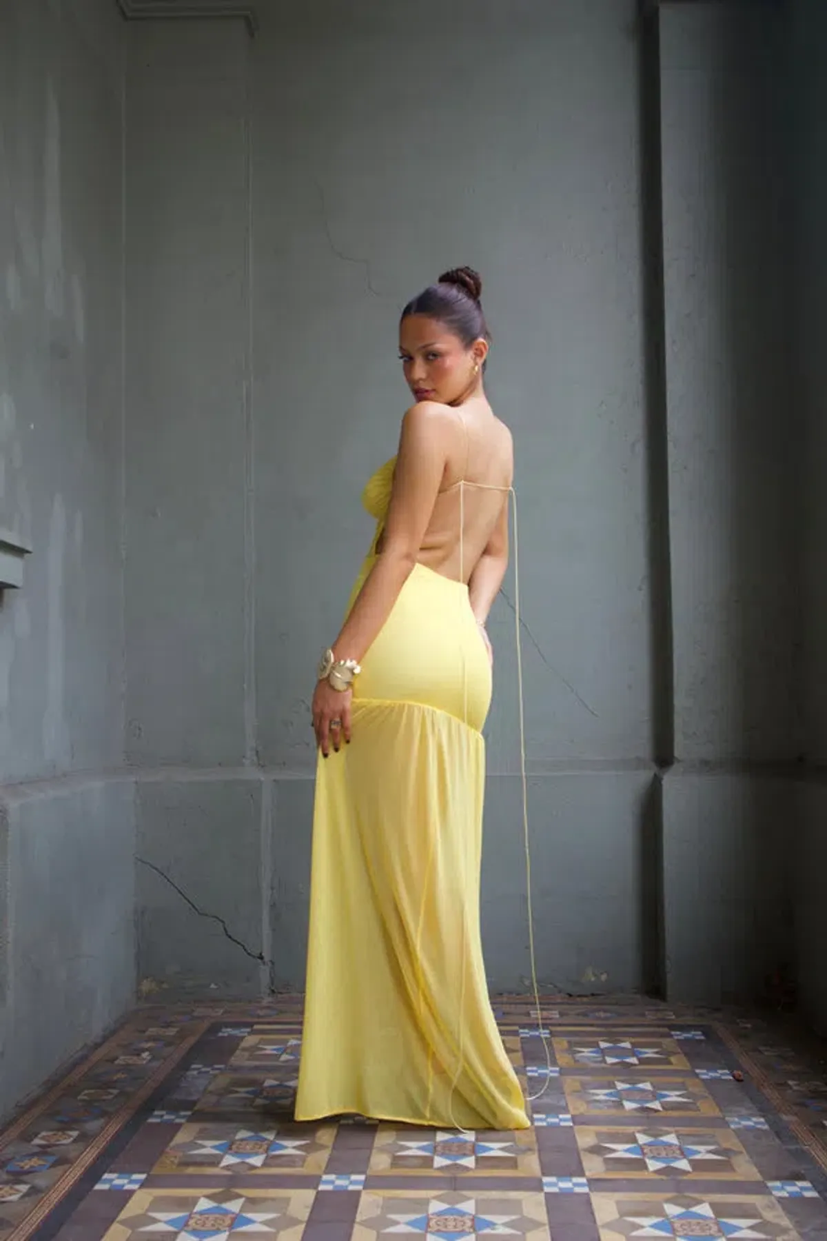 Deconduarte Belle Maxi Dress Yellow Size 6 - Image 3