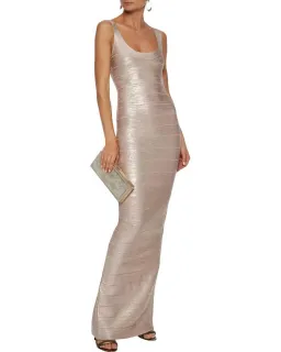 Herve Leger Bandage Gown Scoop Rose Gold Size AU XXS / AU 4 for rent on The Volte - image 1