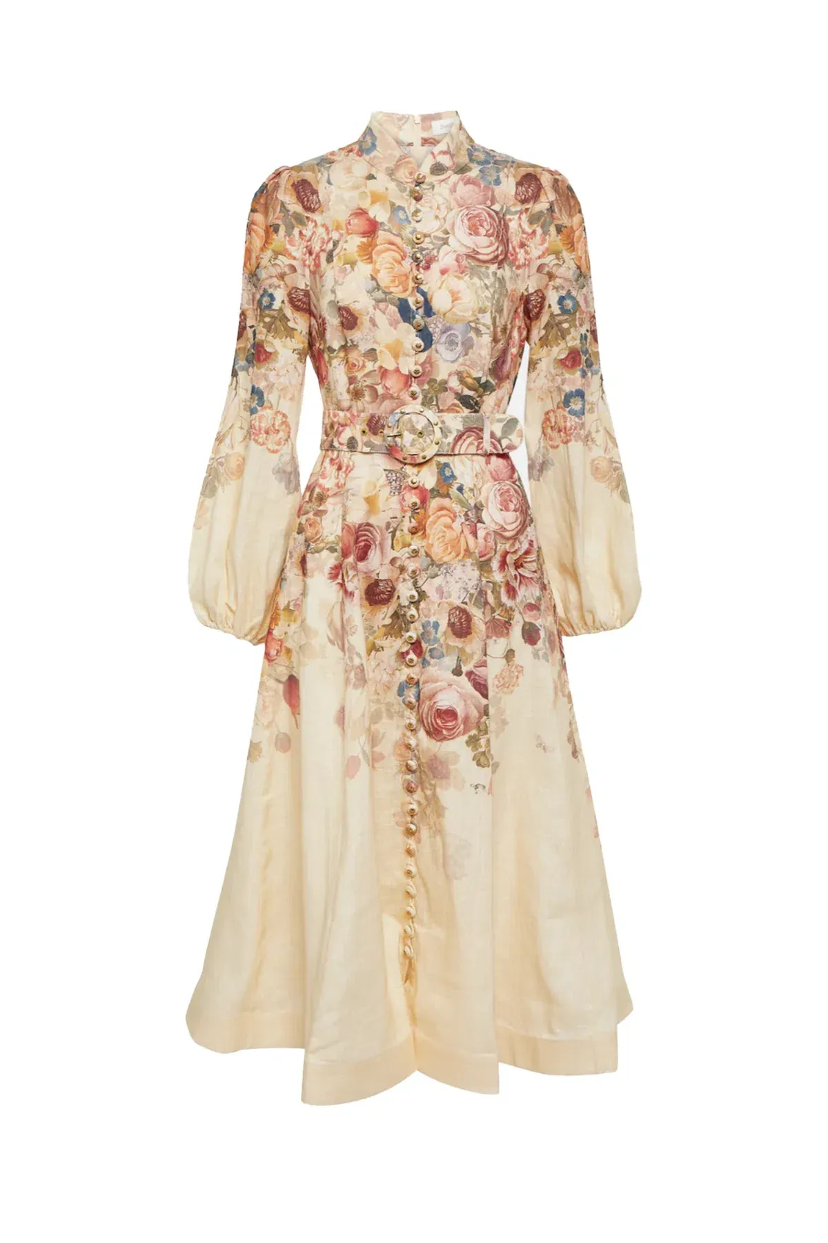 Zimmermann Luminosity Buttoned Midi Dress in Morisot Cream Floral Print Size 0 / AU 8 - Image 2