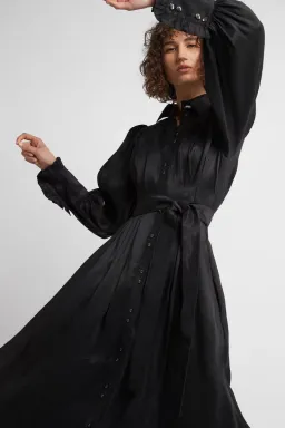 Aje Idealist Linen Blend Midi Dress Black Size 4 for rent on The Volte - image 2