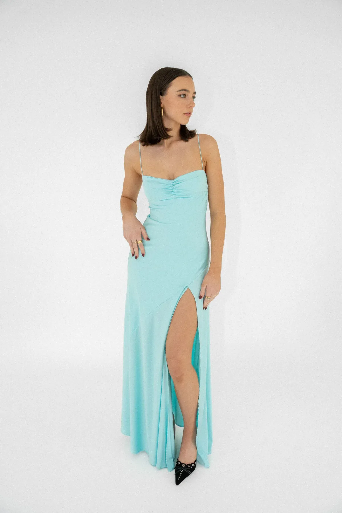 HNTR the Label Gaia Gown Aqua Size S / AU 8 for rent on The Volte - main image