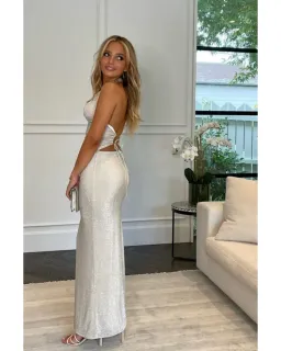 Deconduarte Astor Maxi Dress Glitter Ivory Size XS / AU 6 for rent on The Volte - image 3