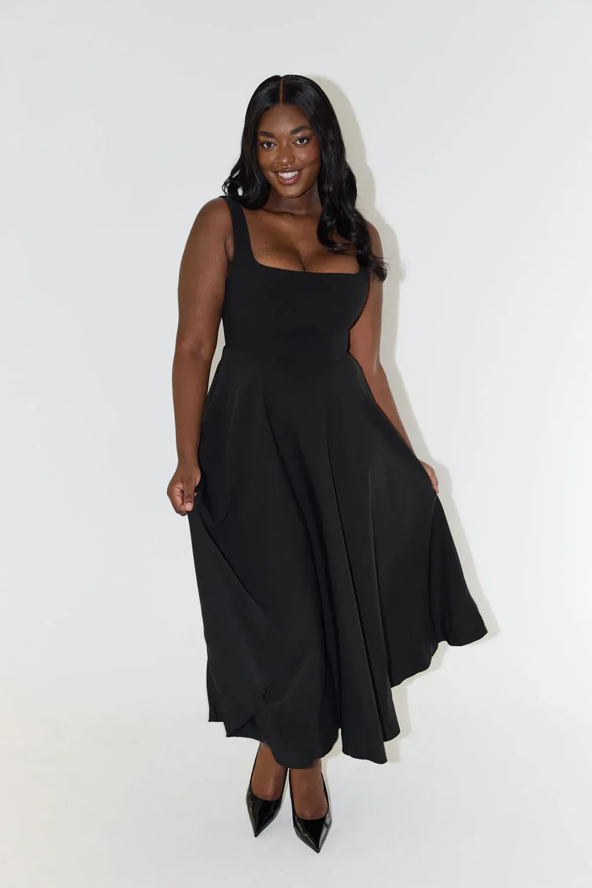 Odd Muse The Ultimate Muse High Waist Square Neck Midi Dress Black Size L / AU 12 - Image 6