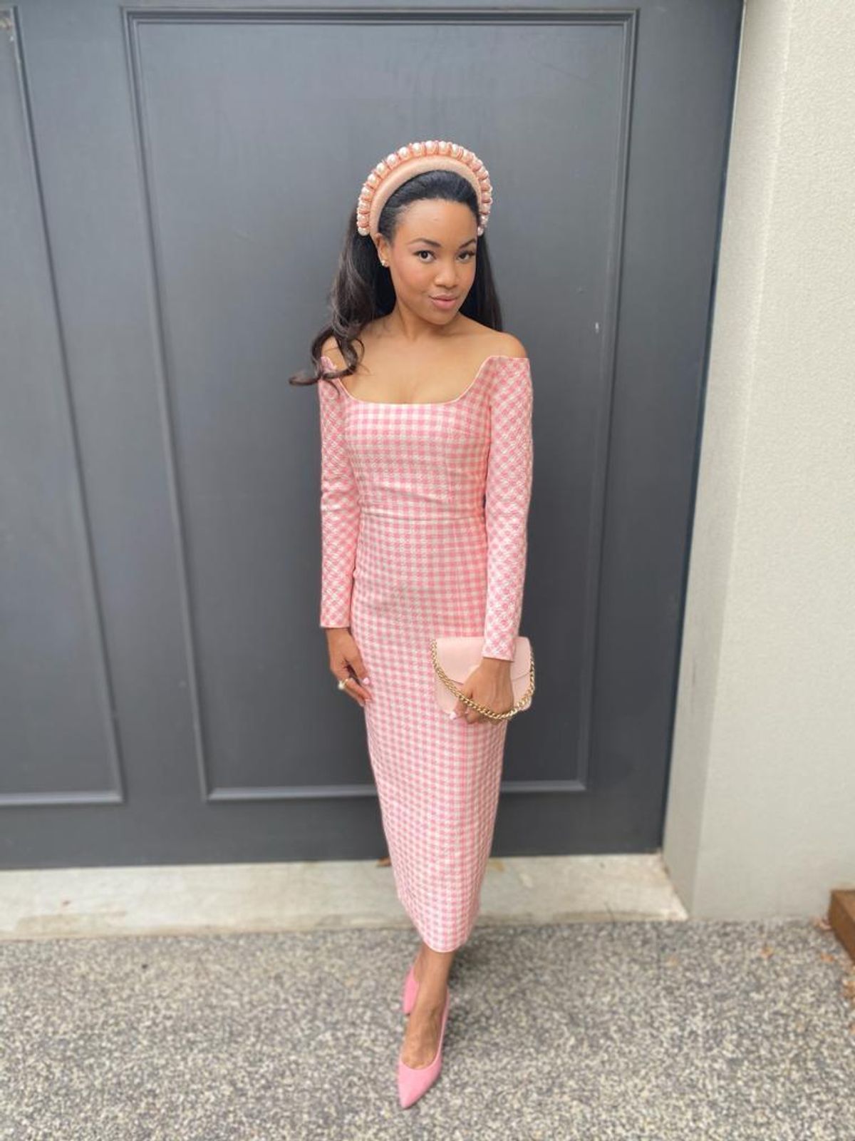 Emilia Wickstead Birch Midi Dress Pink Gingham Size 6 - Image 2