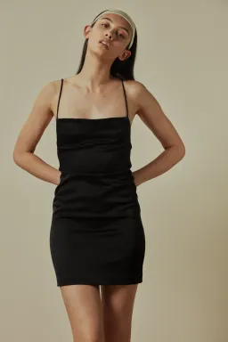 Paris Georgia Blaze Sateen Slip Mini Dress Black Size 4 for rent on The Volte - image 2