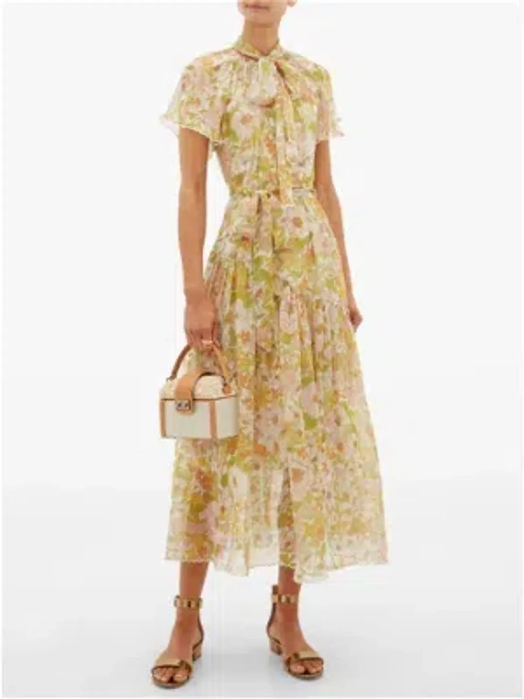 Zimmermann Super Eight Floral-print Silk-chiffon Dress - Pink Multi for rent on The Volte - main image