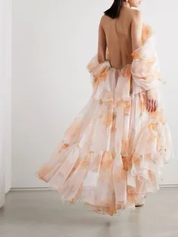 Zimmermann Natura Gathered Midi Dress in Ivory Camellia Size 0 / AU 8 for rent on The Volte - image 2