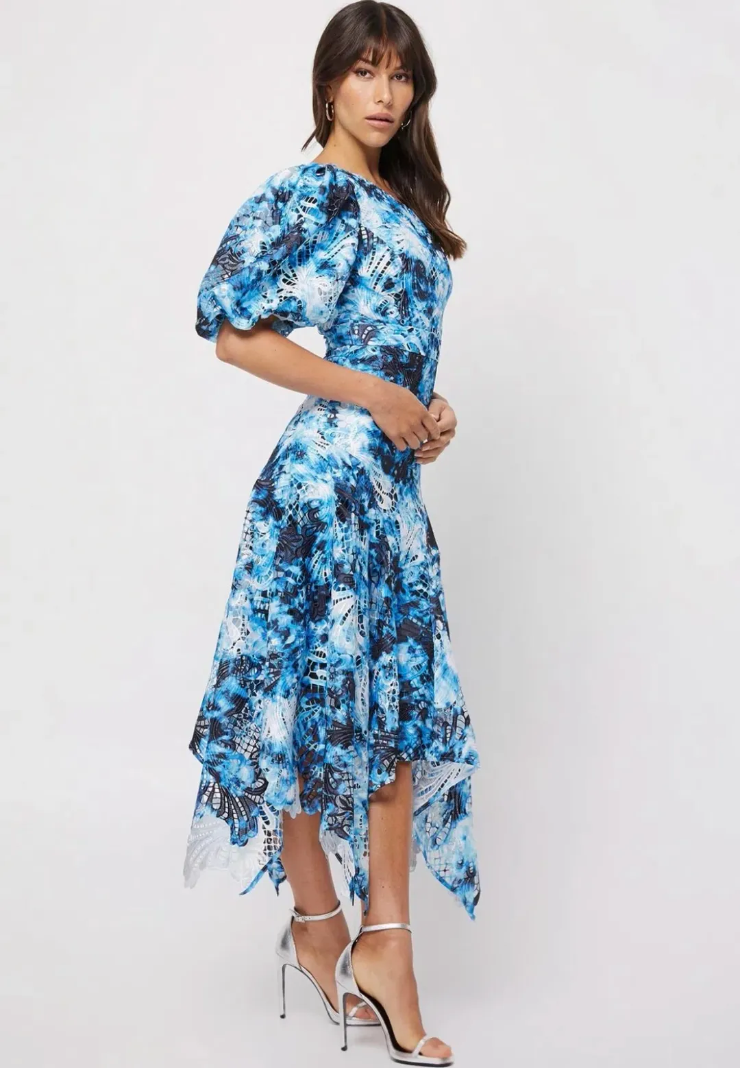 Mossman The High Rise Midi Dress Blue Tie Dye Size 8 for rent on The Volte - main image