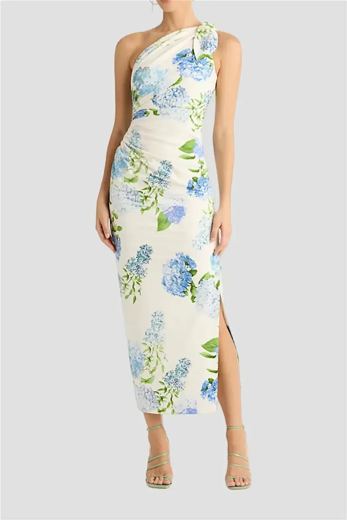 Sheike Blue Bell One Shoulder Midi Dress Floral Size 8 - Image 3