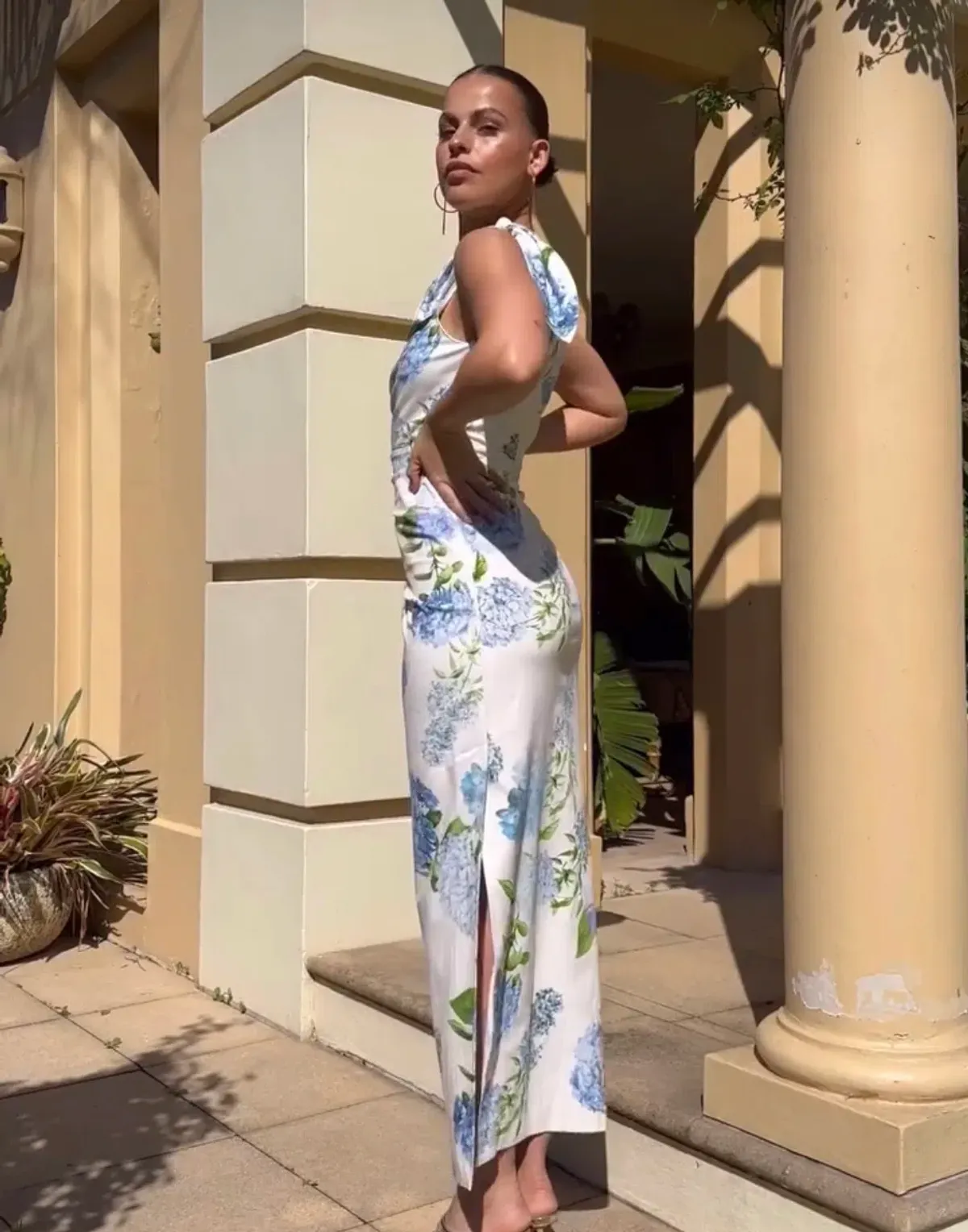 Sheike Blue Bell One Shoulder Midi Dress Floral Size 8 - Image 2