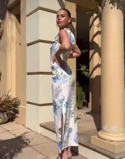 Sheike Blue Bell One Shoulder Midi Dress Floral Size 8 for rent on The Volte - image 2