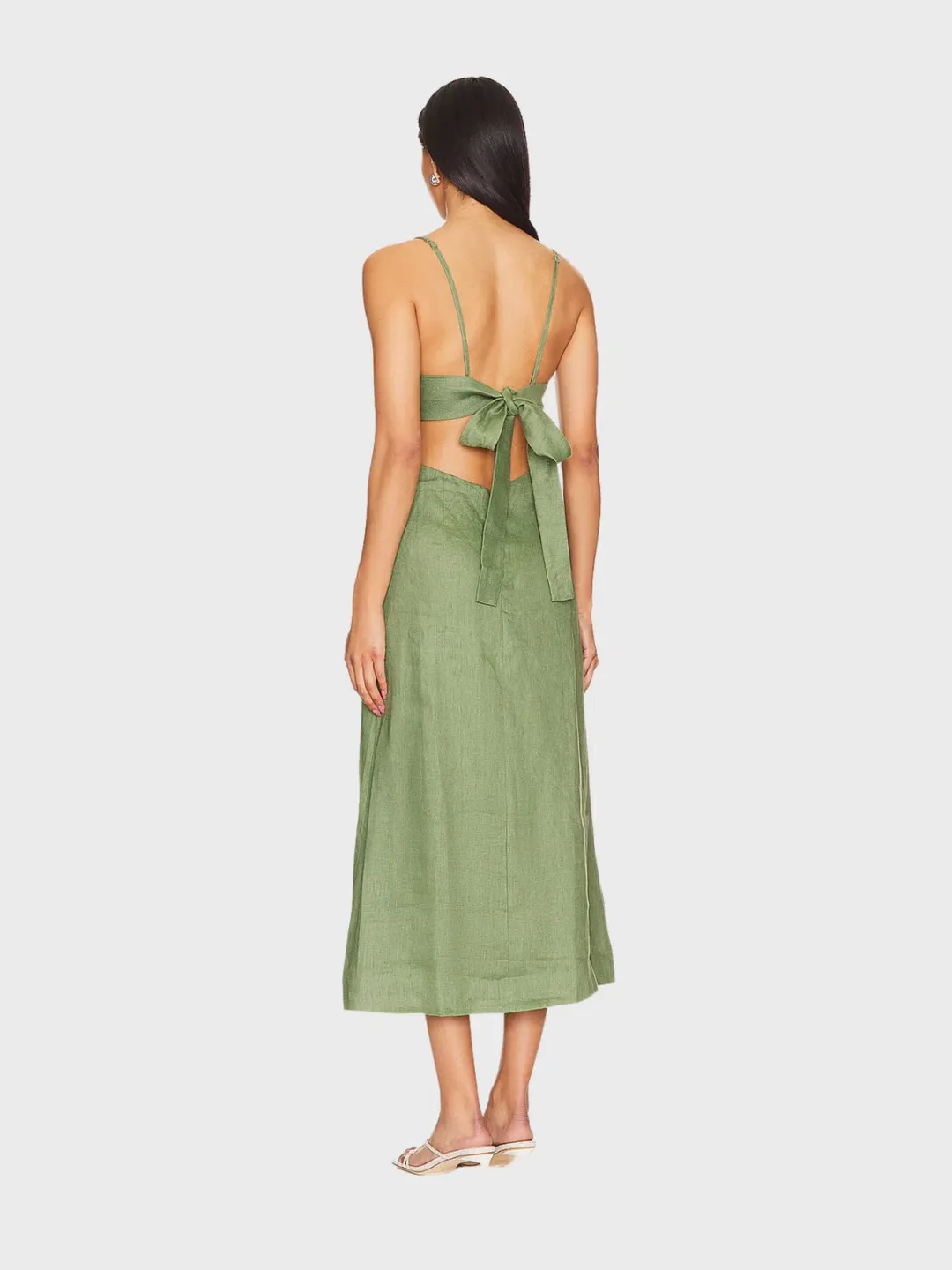 Faithfull the Brand Regina Midi Dress Sage Size 8 for rent on The Volte - main image