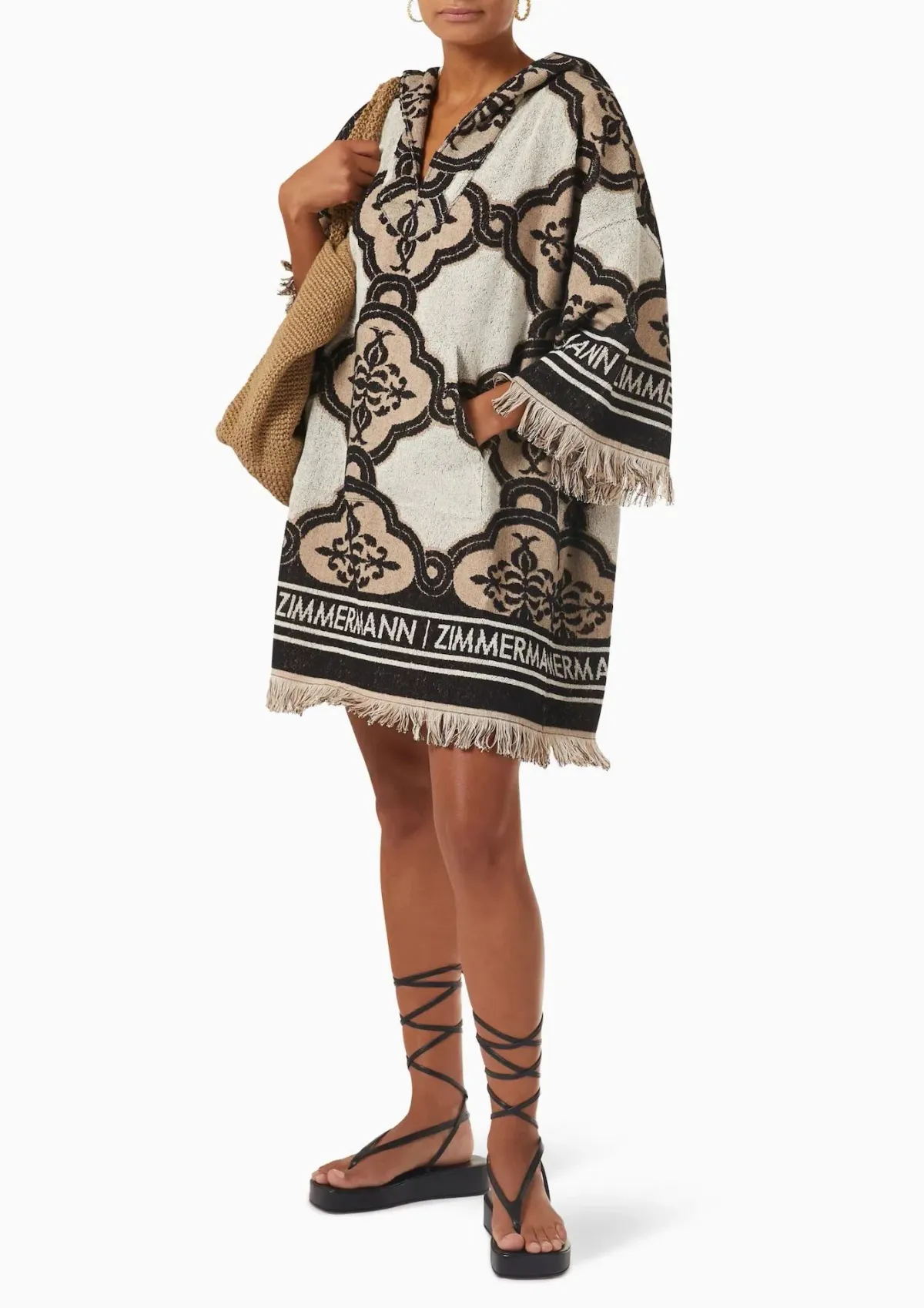 Zimmermann Clover Terry Towel Mini Dress in Cream Black Size 2 / AU 12 - Image 1