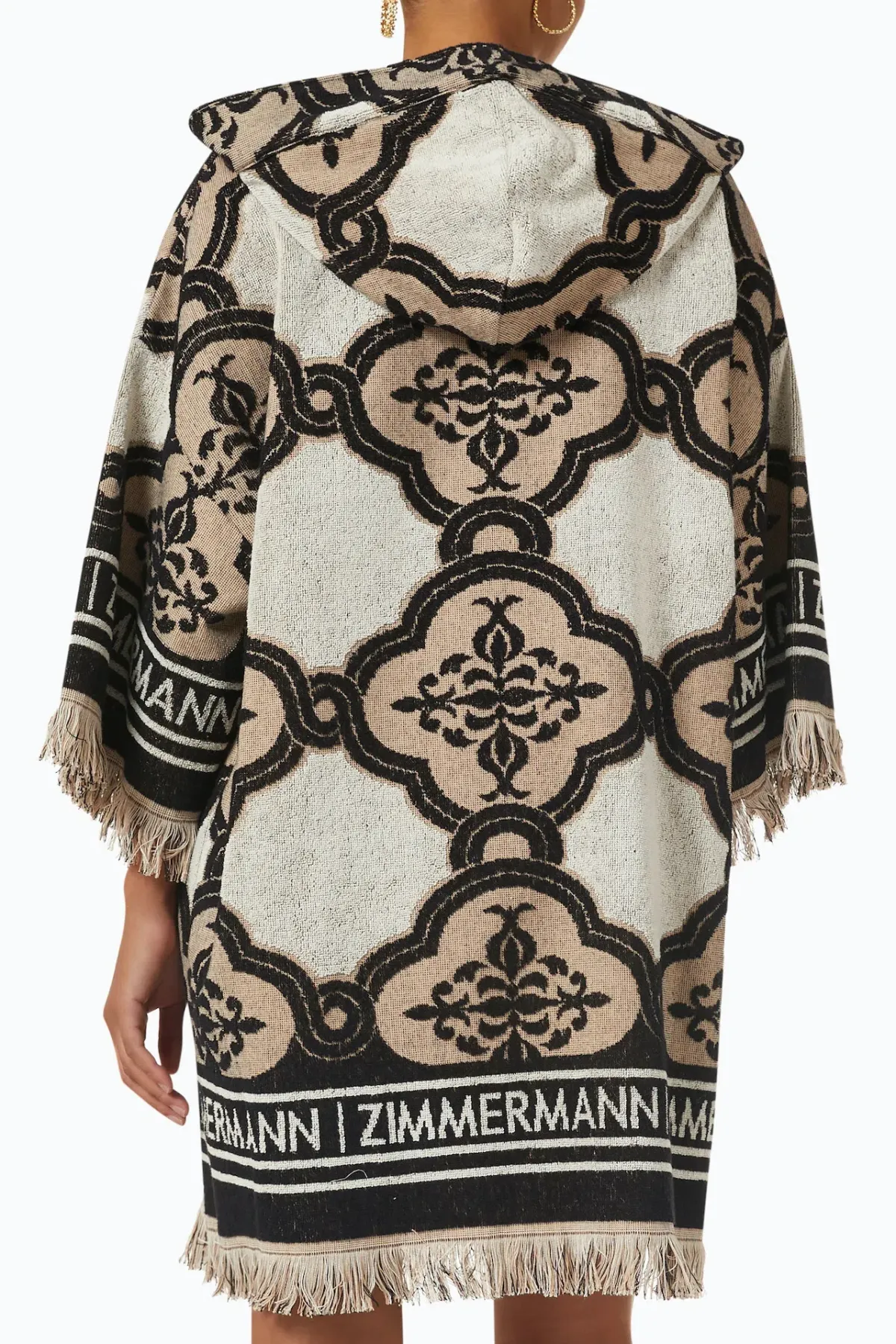 Zimmermann Clover Terry Towel Mini Dress in Cream Black Size 2 / AU 12 - Image 3