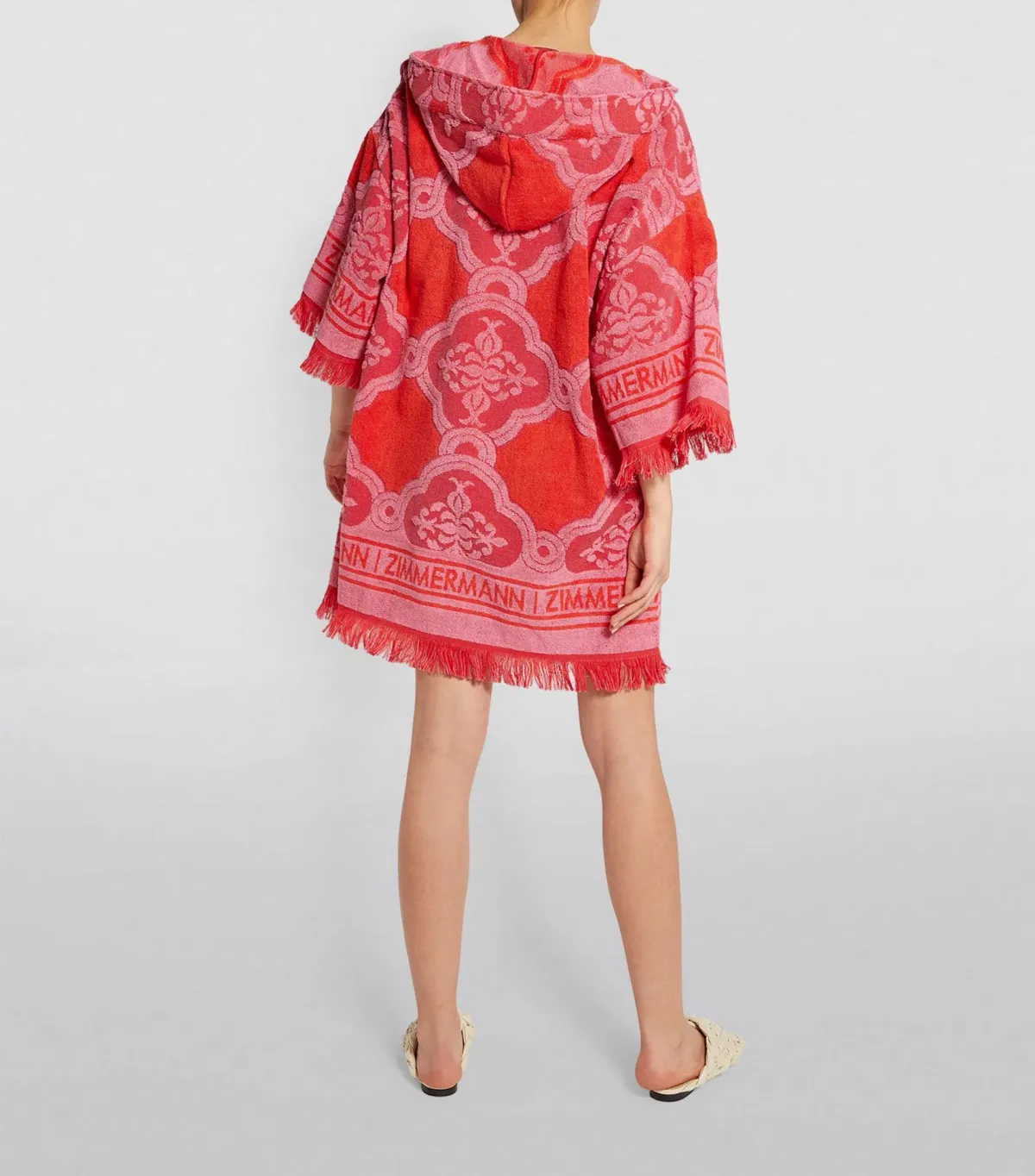Zimmermann Poppy Fringed Terry Towel Mini Dress Red Pink Size 1 / AU 10 - Image 4