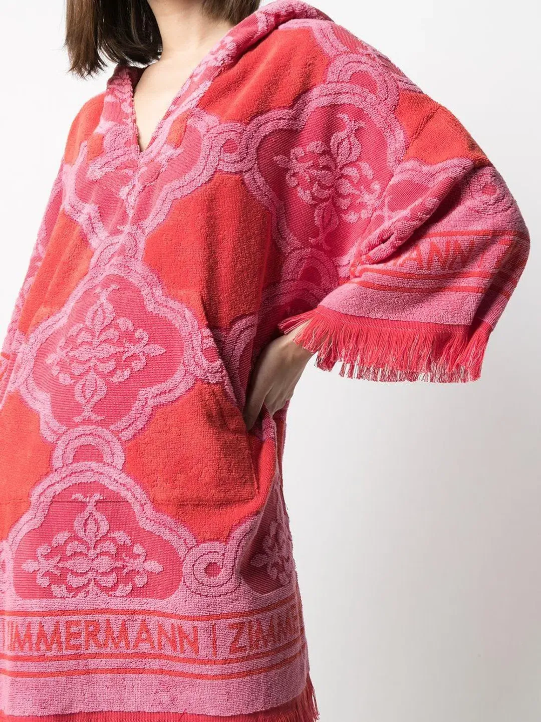 Zimmermann Poppy Fringed Terry Towel Mini Dress Red Pink Size 1 / AU 10 for rent on The Volte - main image