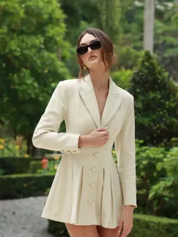 Camila Coelho Daytona Blazer Mini Dress in Beige Size XS / AU 6 for rent on The Volte - image 5