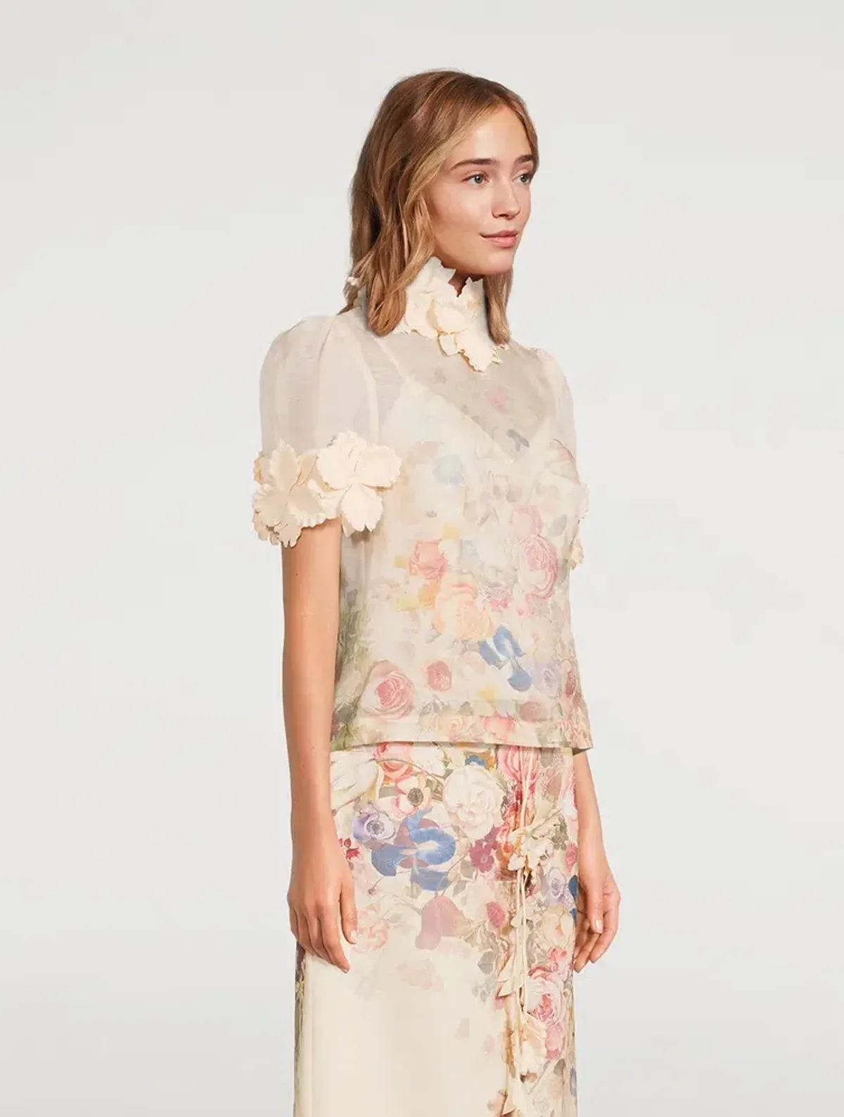 Zimmermann Luminosity Liftoff Flower Top & Midi Skirt Set Morisot Cream Print Size 1 / AU 10 - Image 2