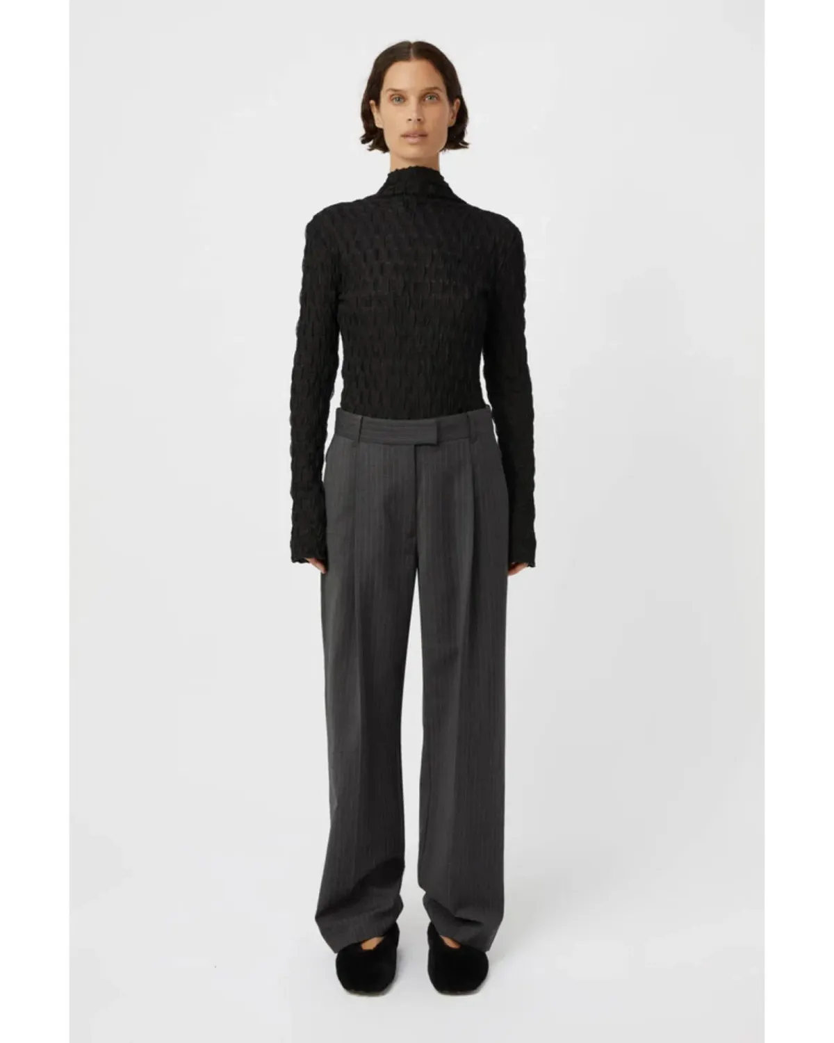 Camilla and Marc Brancusi Blazer and Pant Set Charcoal Pinstripe Size AU 8 - Image 4