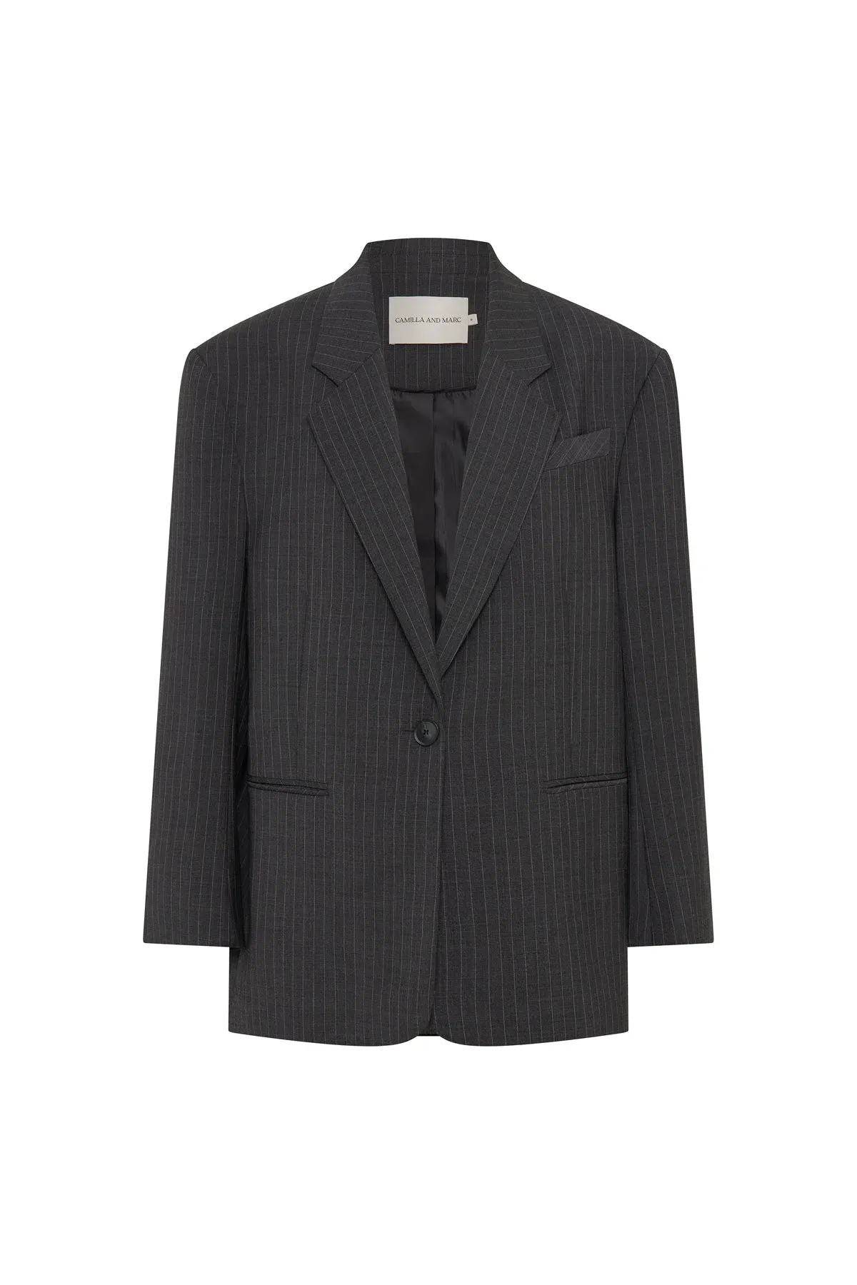 Camilla and Marc Brancusi Blazer and Pant Set Charcoal Pinstripe Size AU 8 - Image 6