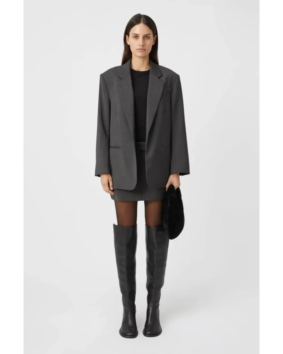 Camilla and Marc Brancusi Blazer and Pant Set Charcoal Pinstripe Size AU 8 - Image 2