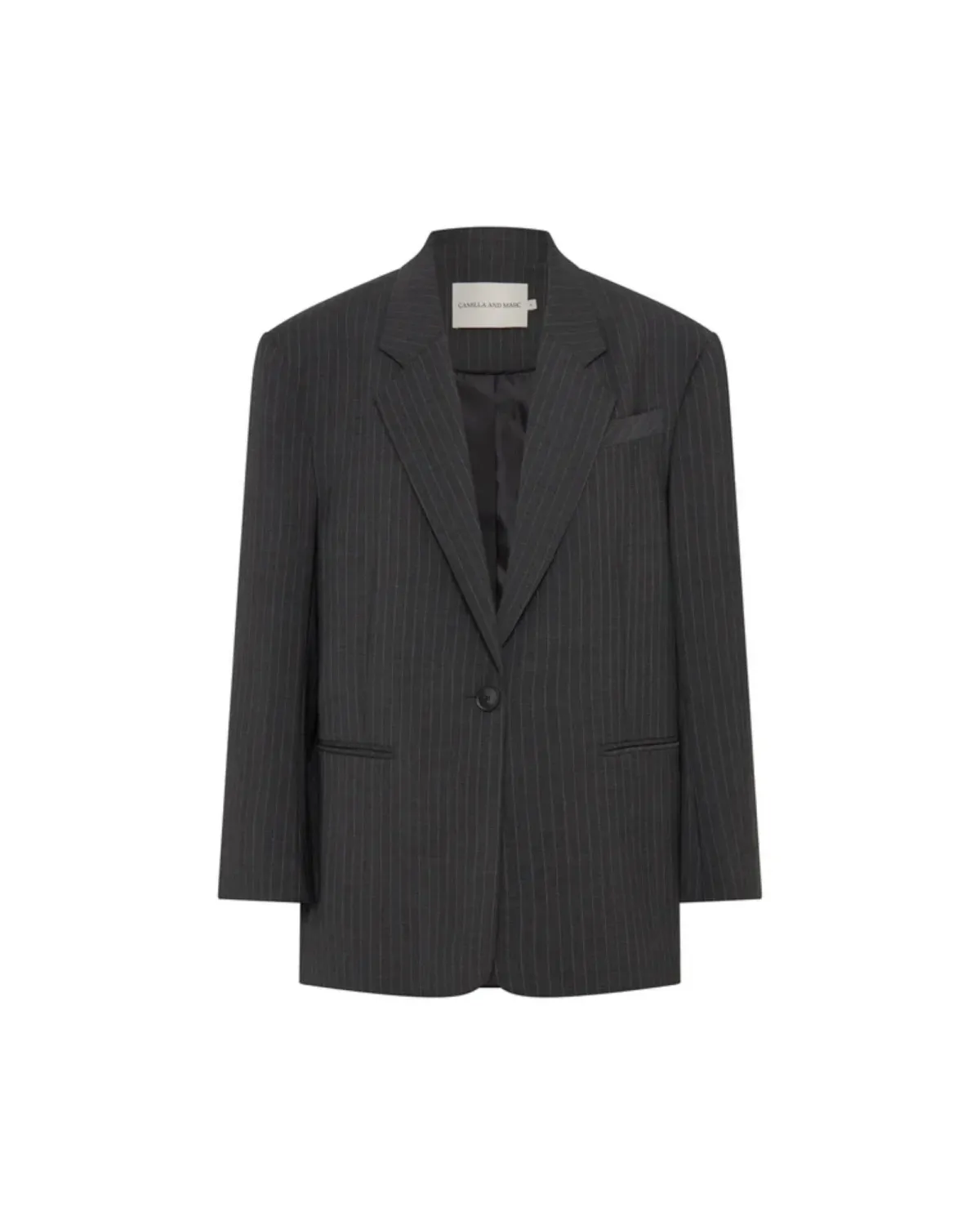Camilla and Marc Brancusi Blazer and Mini Skirt Set Charcoal Pinstripe Size AU 10 - Image 4