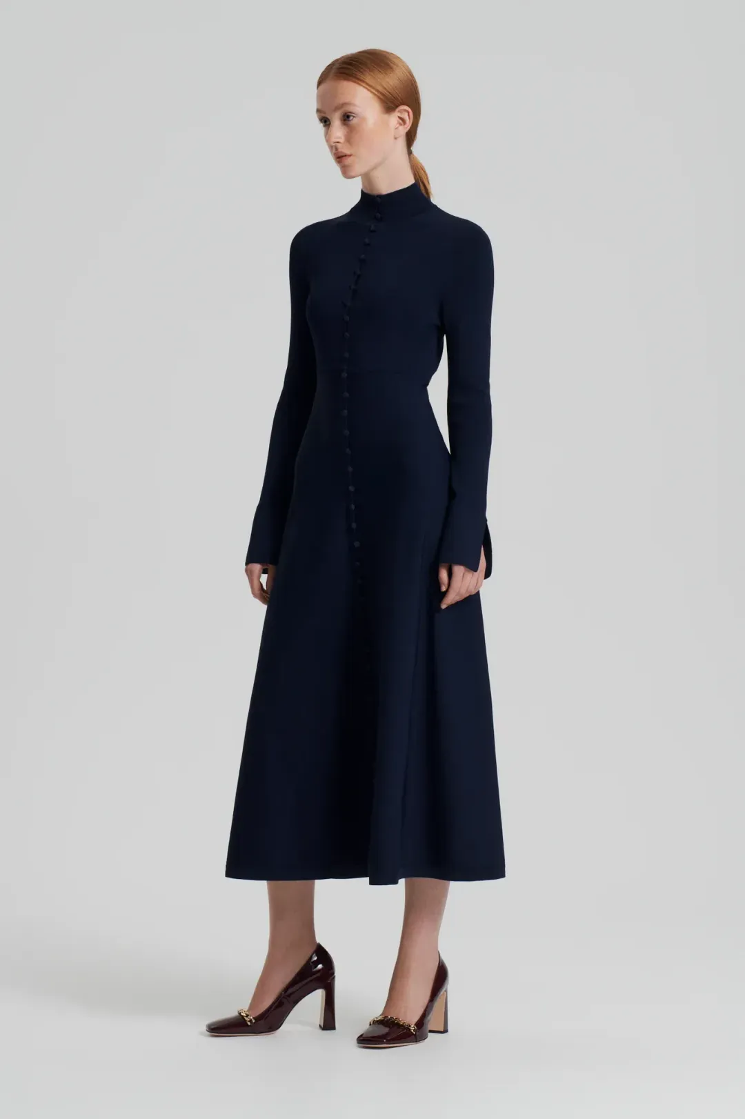 Scanlan Theodore Crepe Knit Button Polo Dress Navy Size M / AU 10 for rent on The Volte - main image