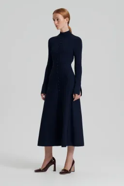 Scanlan Theodore Crepe Knit Button Polo Dress Navy Size M / AU 10 for rent on The Volte - image 5