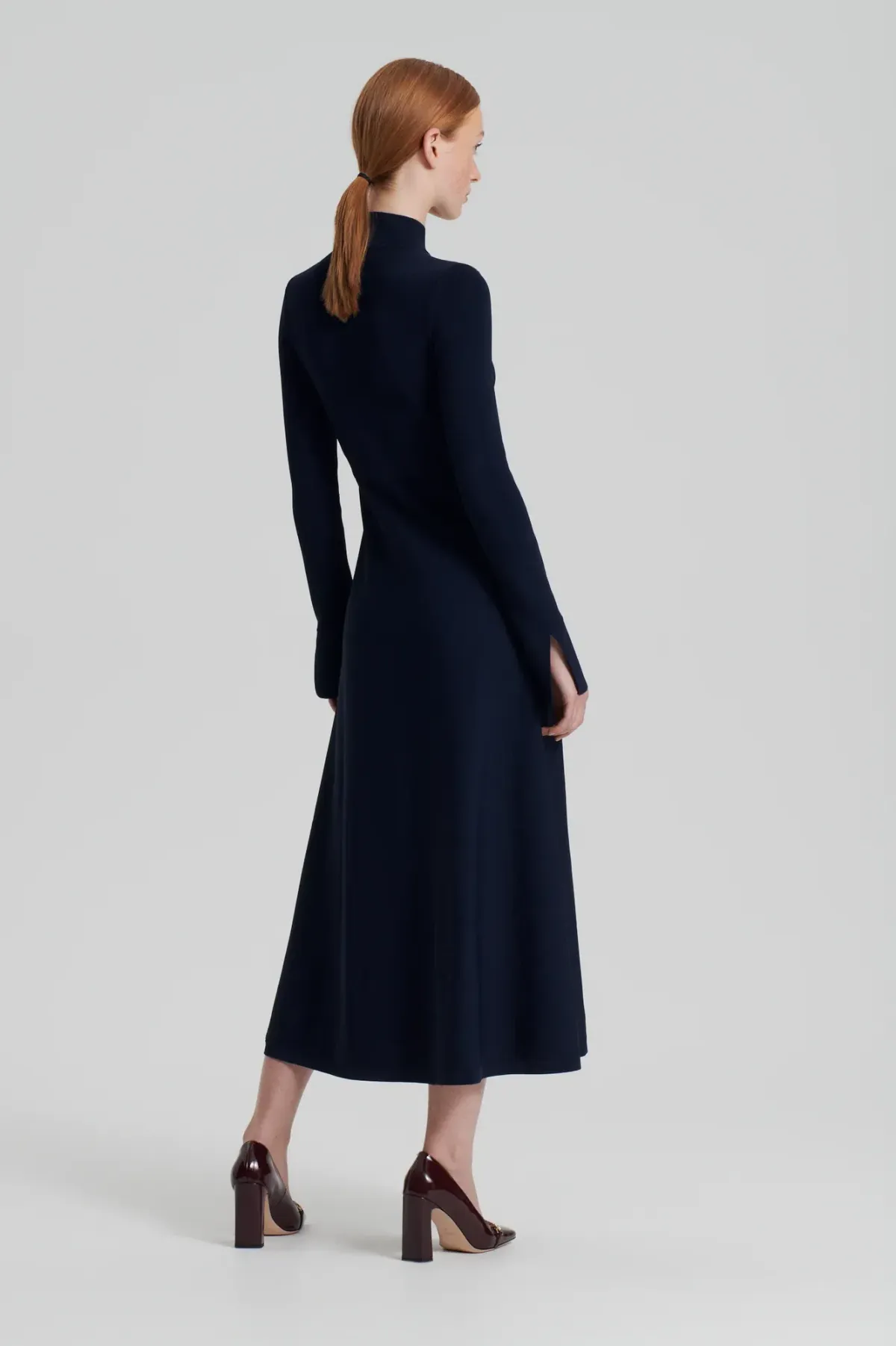 Scanlan Theodore Crepe Knit Button Polo Dress Navy Size M / AU 10 - Image 2
