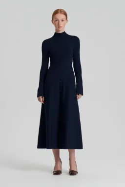 Scanlan Theodore Crepe Knit Button Polo Dress Navy Size M / AU 10 for rent on The Volte - image 1