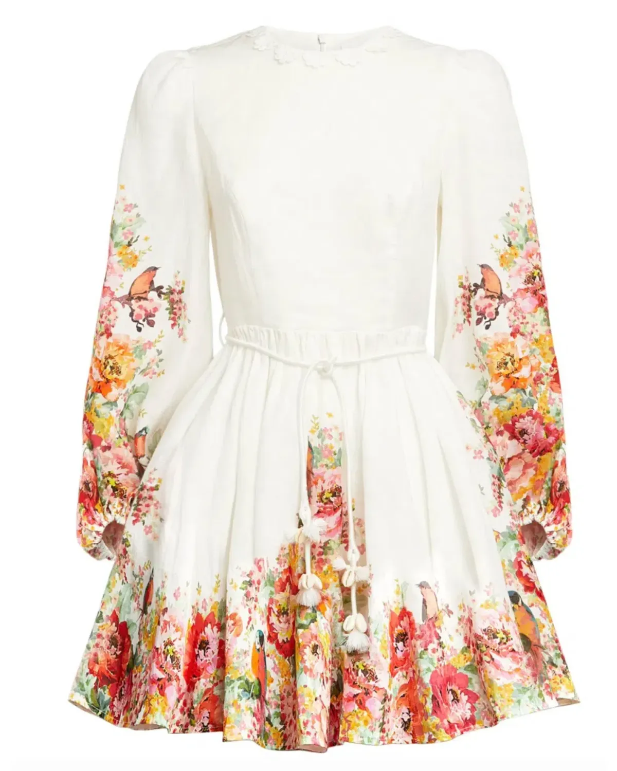 Zimmermann Mae Embellished Linen Mini Dress Floral Print Size AU 8 - Image 3