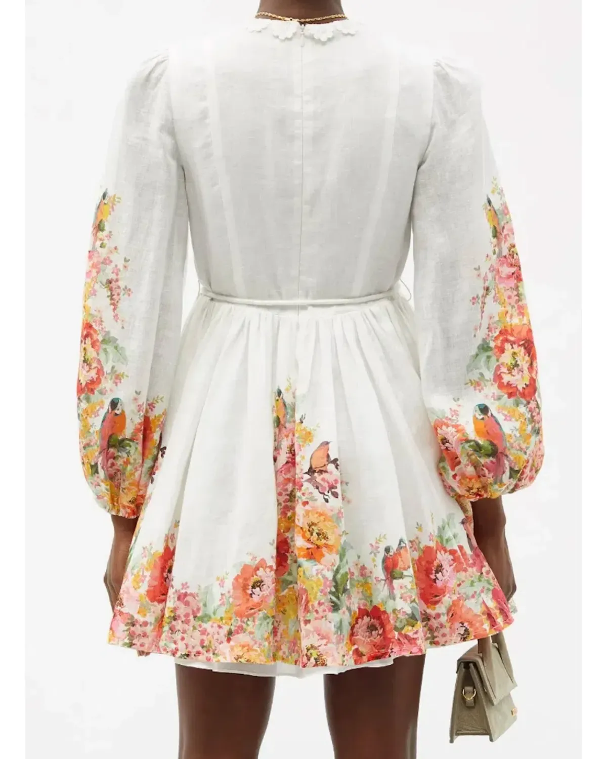 Zimmermann Mae Embellished Linen Mini Dress Floral Print Size AU 8 - Image 2