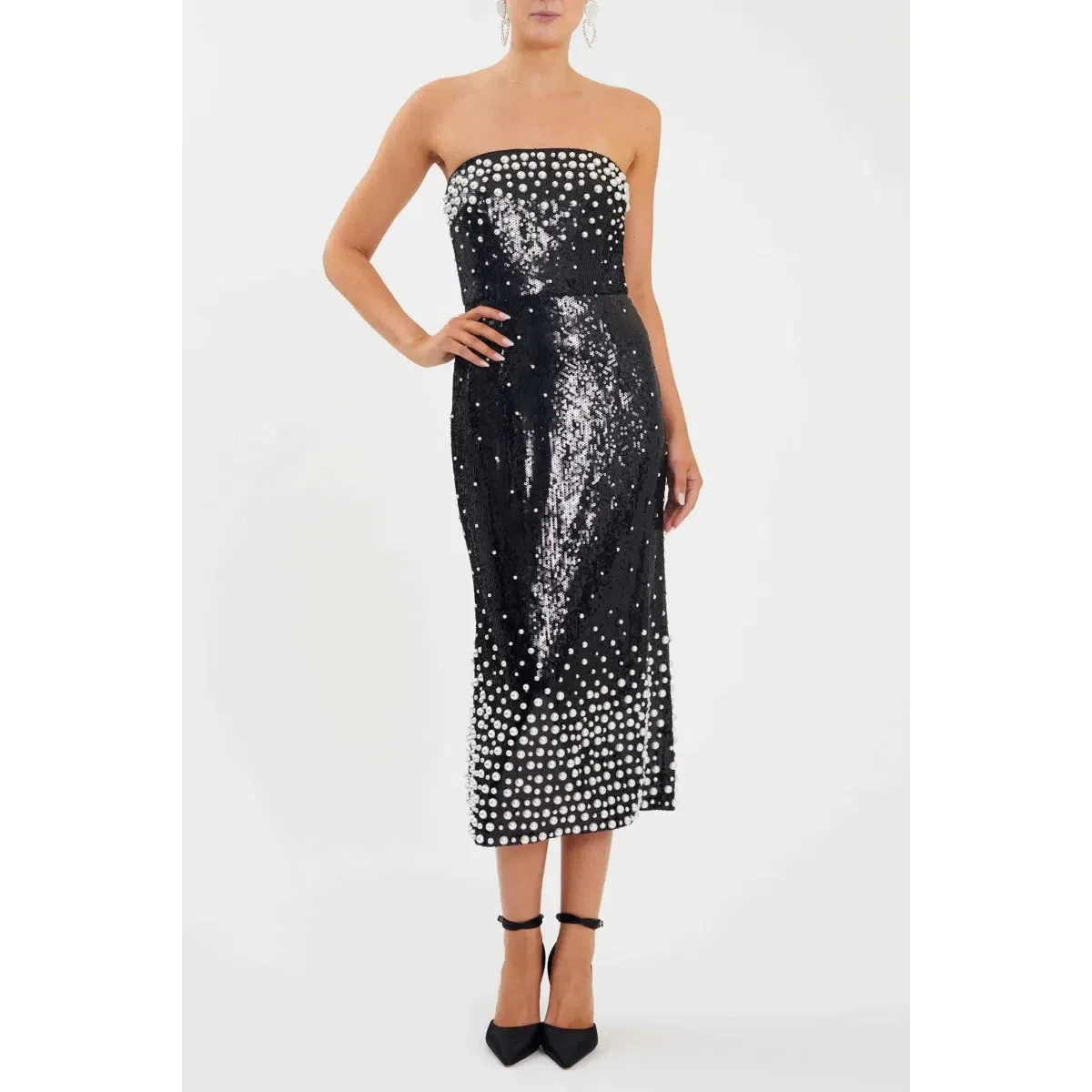 Rebecca Vallance Denise Midi Dress Black Size AU 8 for rent on The Volte - main image