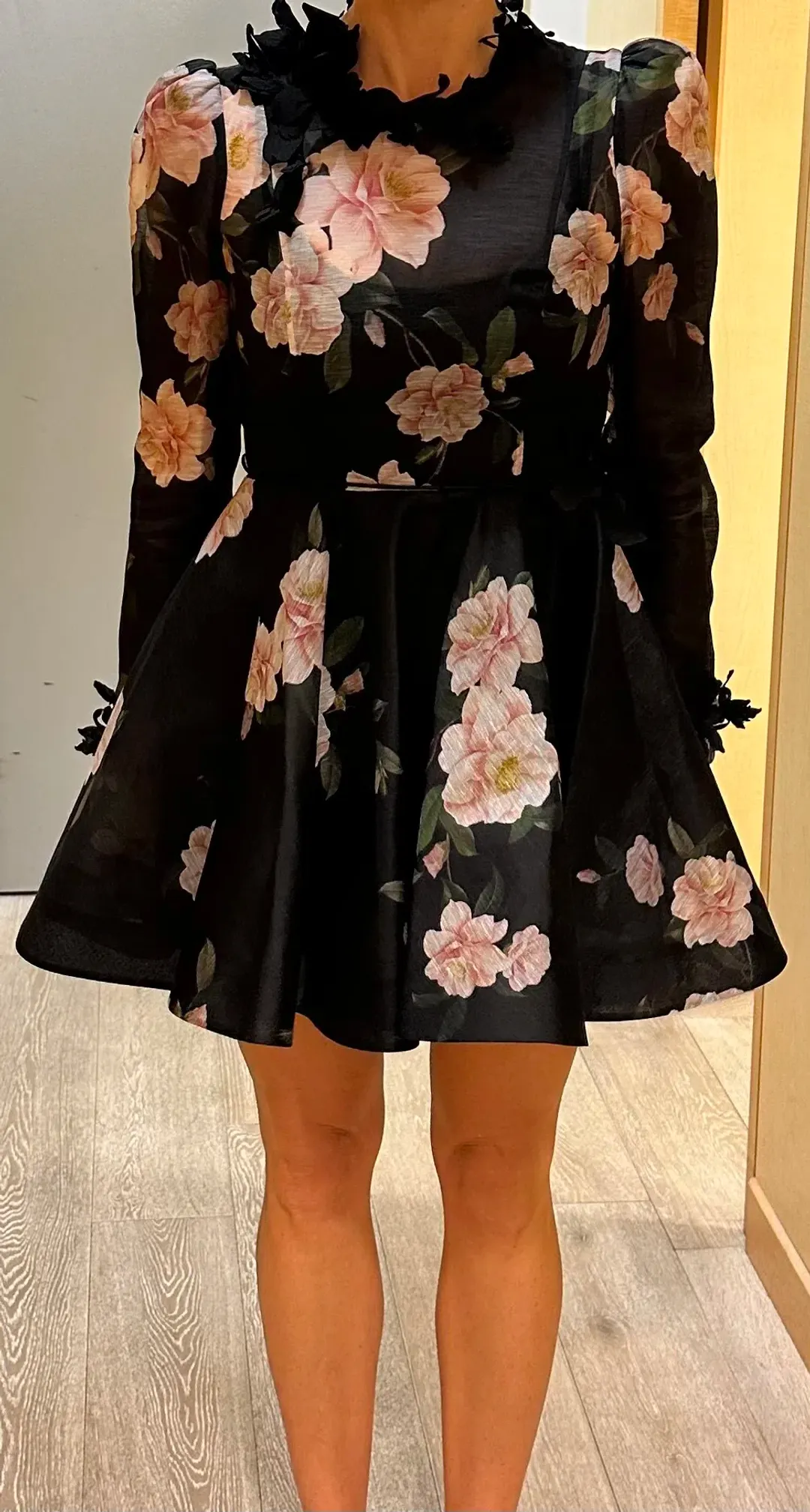 Zimmermann Natura Liftoff Mini Dress Black Camellia Size 1 / AU 10 for rent on The Volte - main image