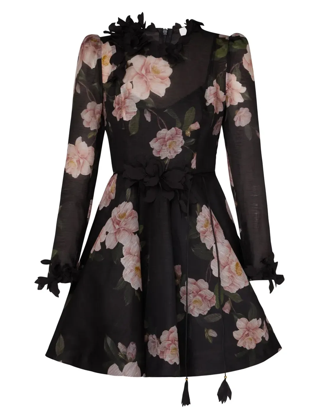 Zimmermann Natura Liftoff Mini Dress Black Camellia Size 1 / AU 10 for rent on The Volte - main image