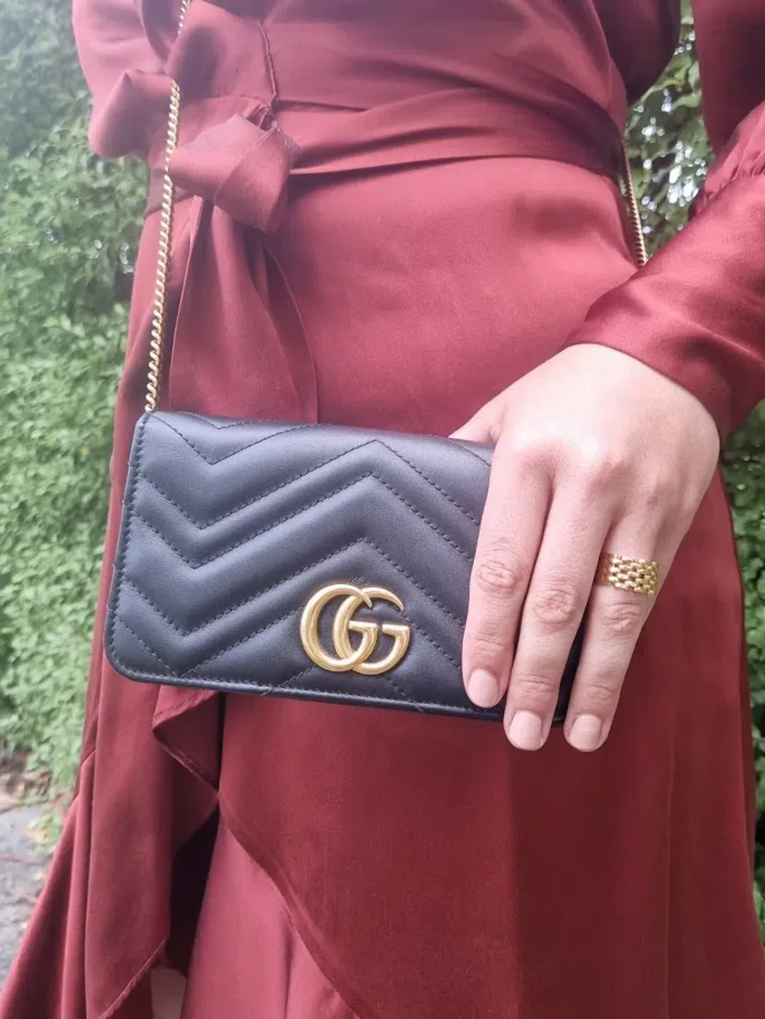 Gucci Calfskin Matelasse Mini Bag Black for rent on The Volte - main image