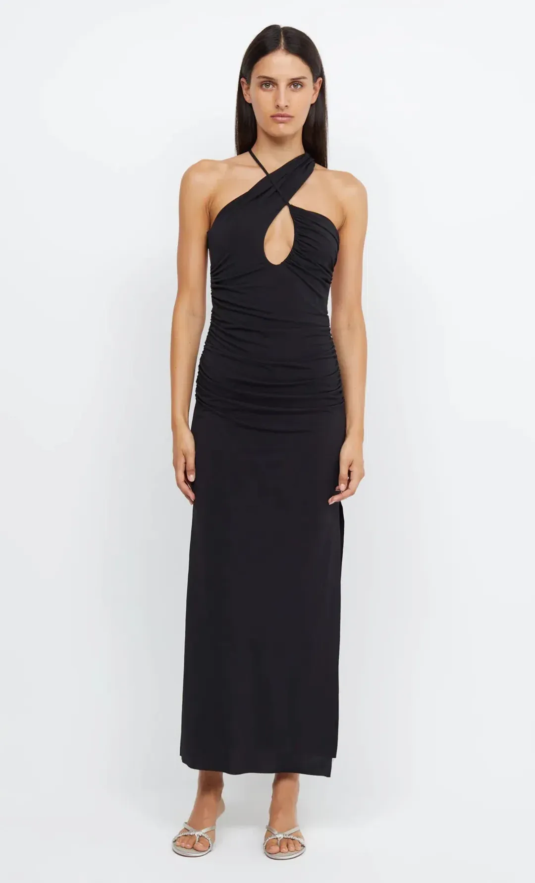 Bec & Bridge Montana Cross Over Midi Dress Black Size 8 for rent on The Volte - main image